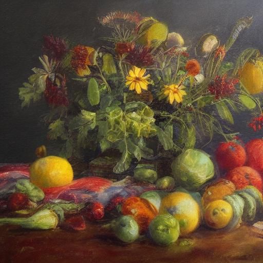 Impressionist Still Life: Man Packing Vegetables