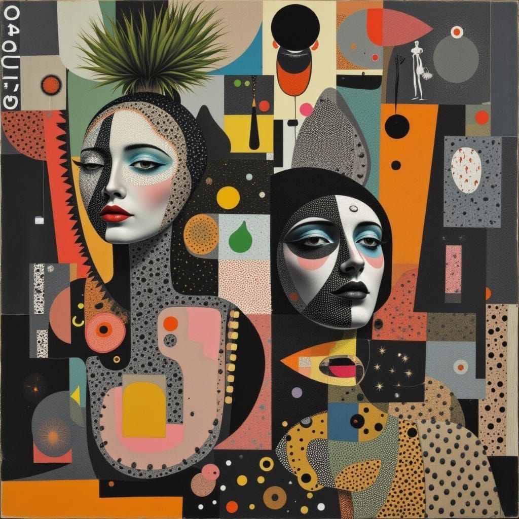 Cactus Figure with Parchment Texture