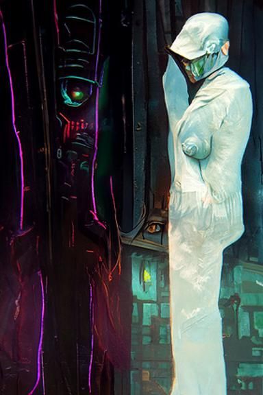 Robotic Face in Cyberpunk Style