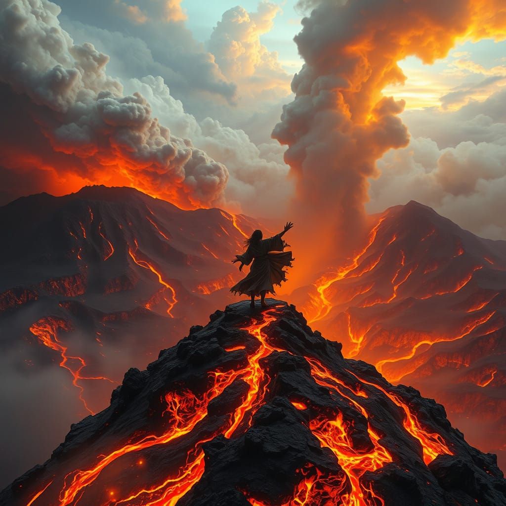 Apocalyptic Dance on a Volcano's Fiery Rim