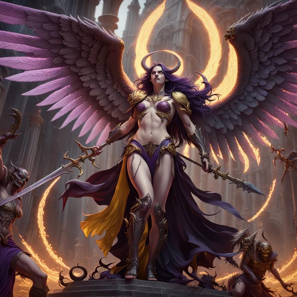 Angel of Death Battles Devil: Dark Fantasy Art