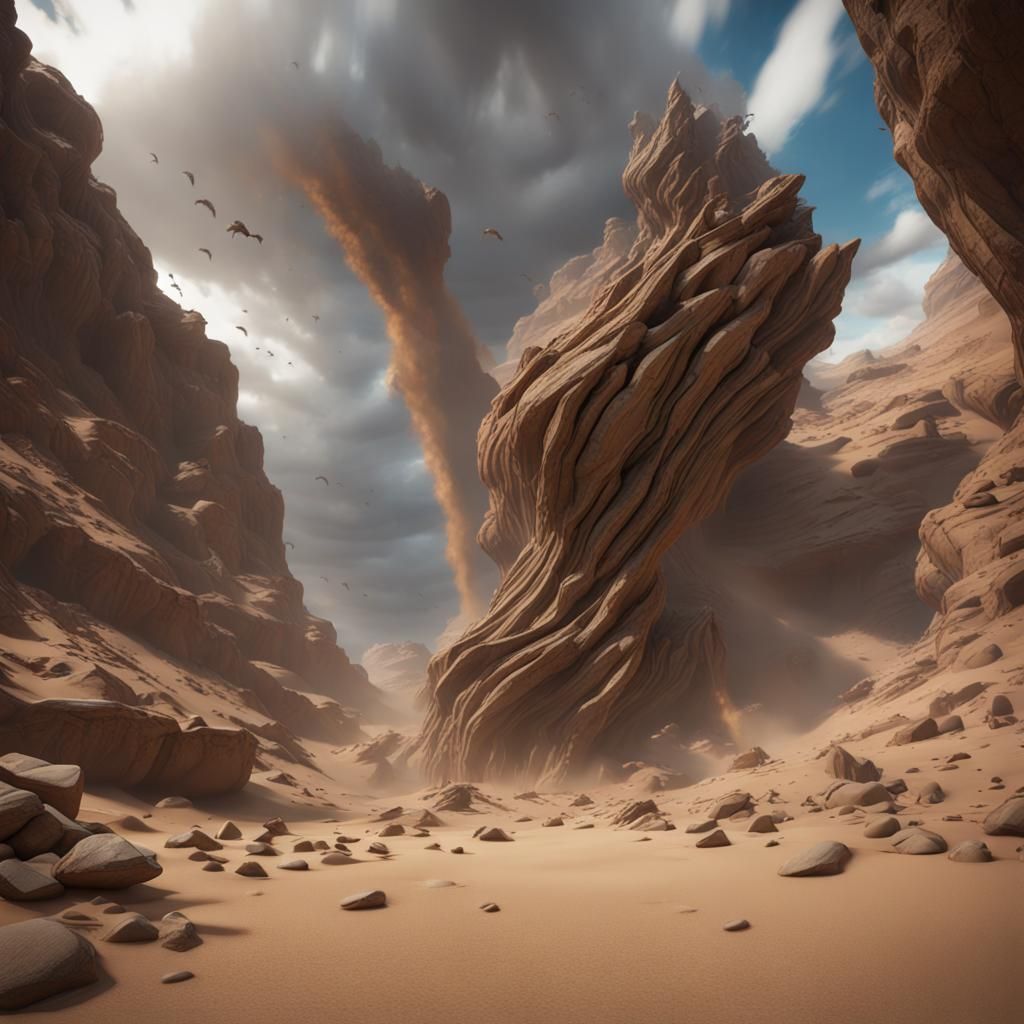 Canyon Tornado in Epic 3D Game Style