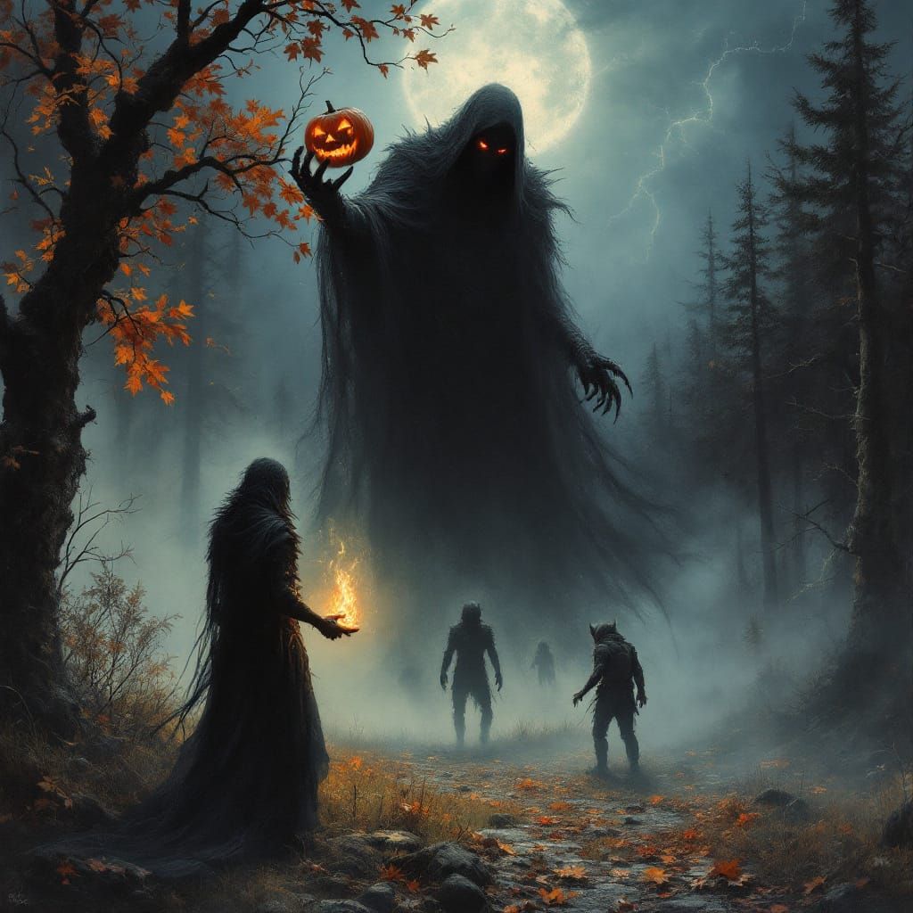 Grimdark Vampire Dreamscape in Surreal Autumnal Nightmare