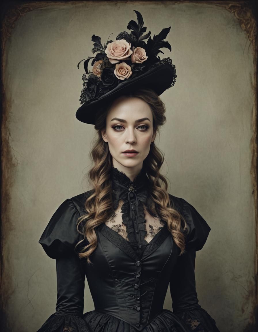 Gothic Victorian Woman Portrait in Dark Romantic Style