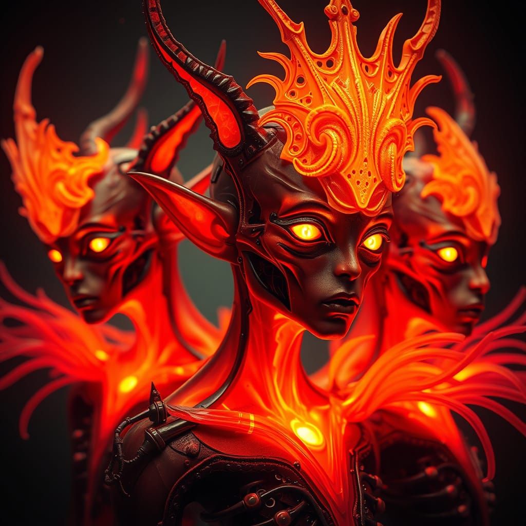 Ethereal Biomechanical Portraits of Japanese Ruby Elves