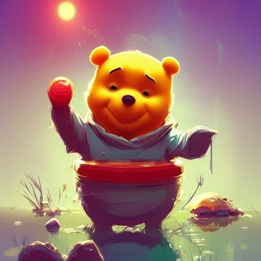 Cute Winnie the Pooh Portrait in Digital Art