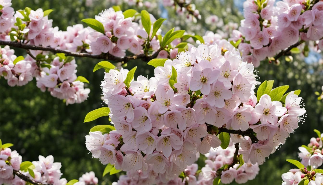 Spring Garden with Flowering Trees