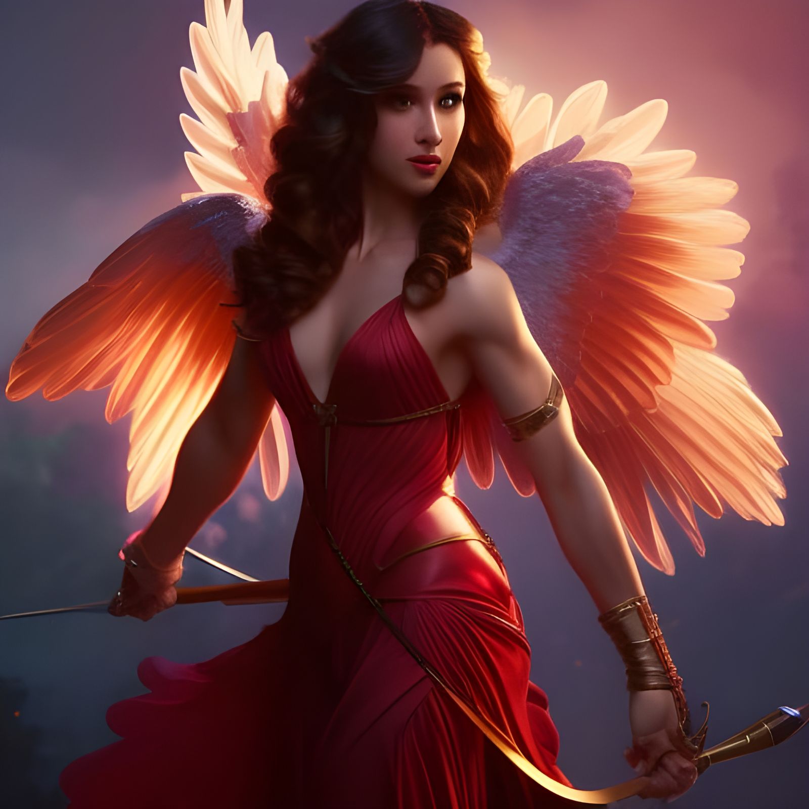 Cupid Portrait in Art Nouveau Style