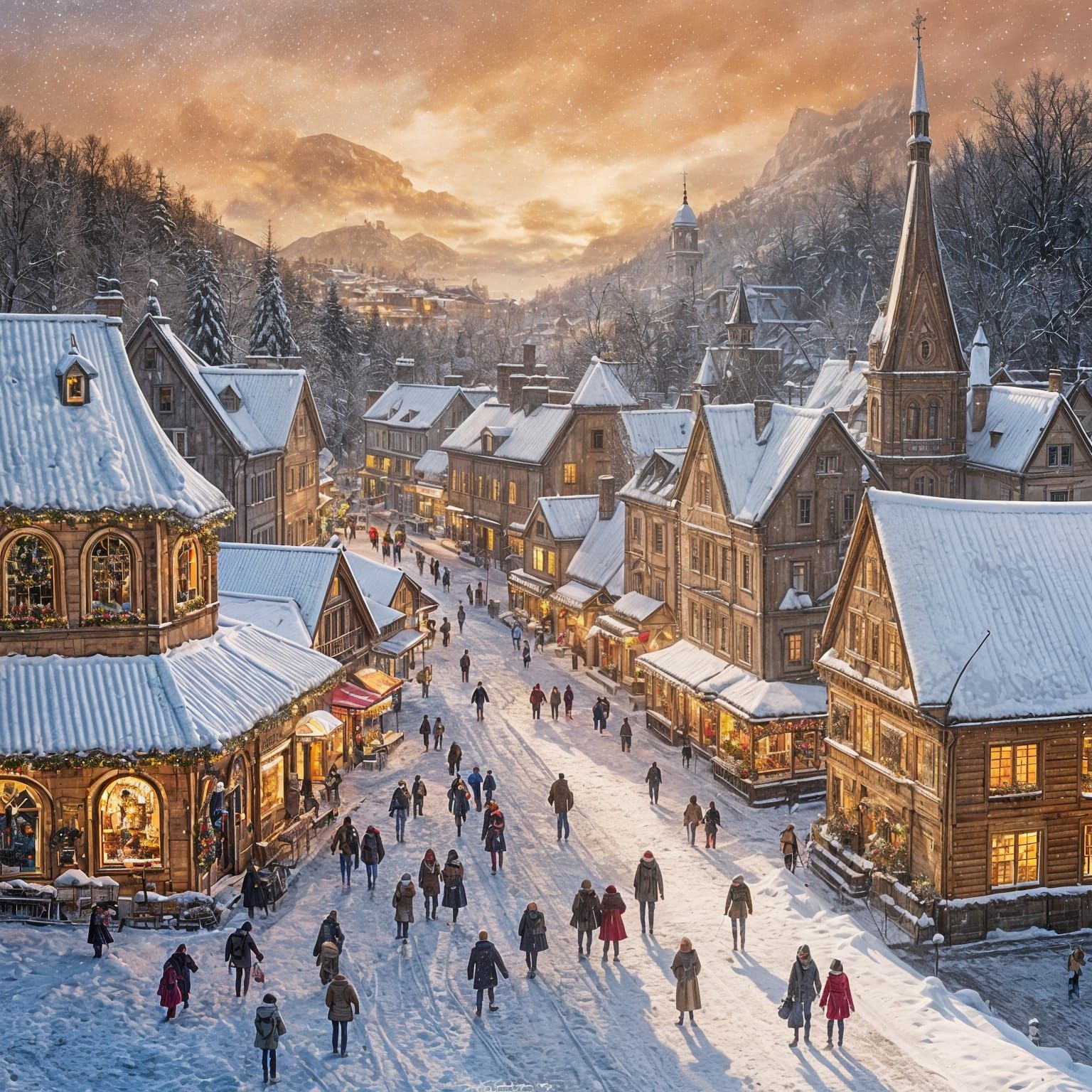 Double Exposure Winter Wonderland Town Square