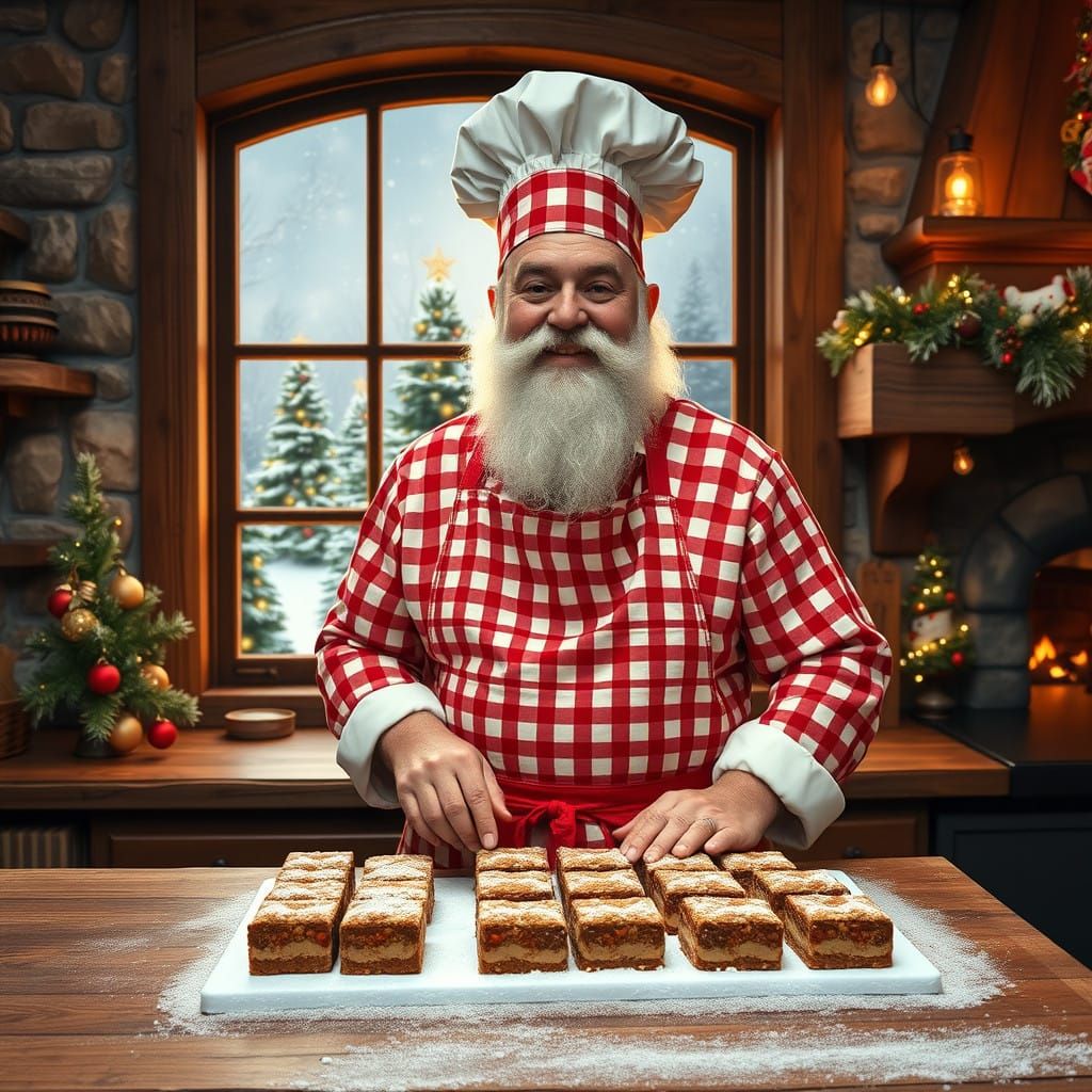 Cozy Christmas Chef Crafts Holiday Snickers in Warm, Rustic...