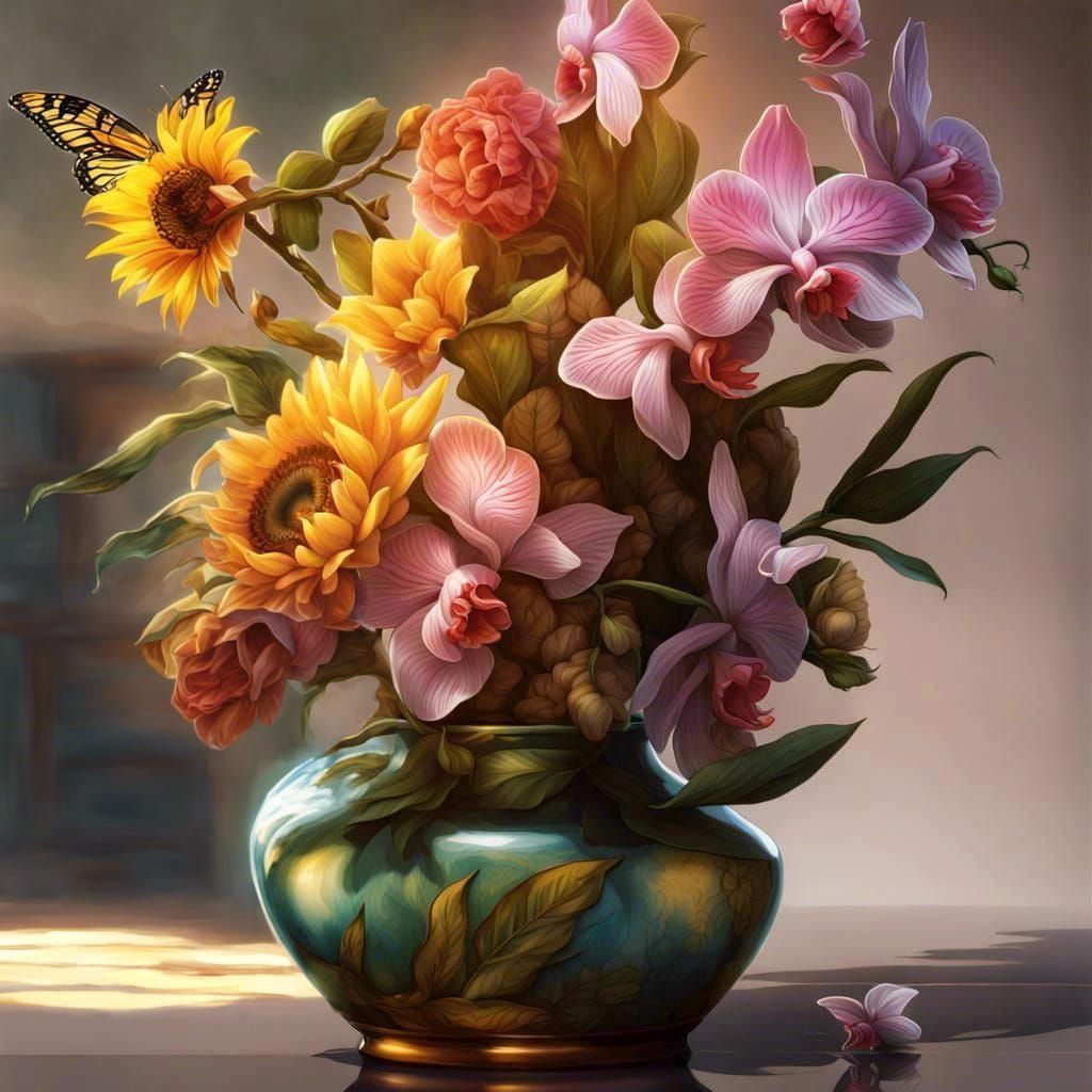 Crete Vase with Flowers, Luis Royo Concept Art