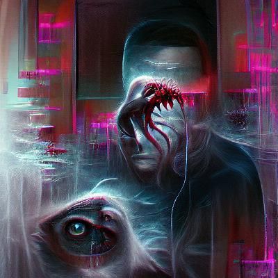 Sinister Image of Paranoia in Dark Fantasy Style