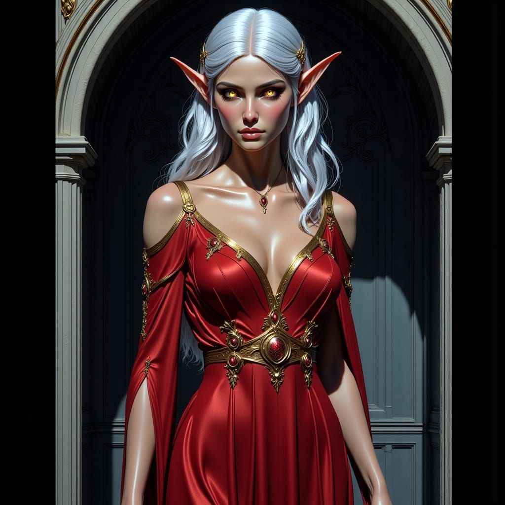 Stunning Elf Woman in Comic Book Art Style