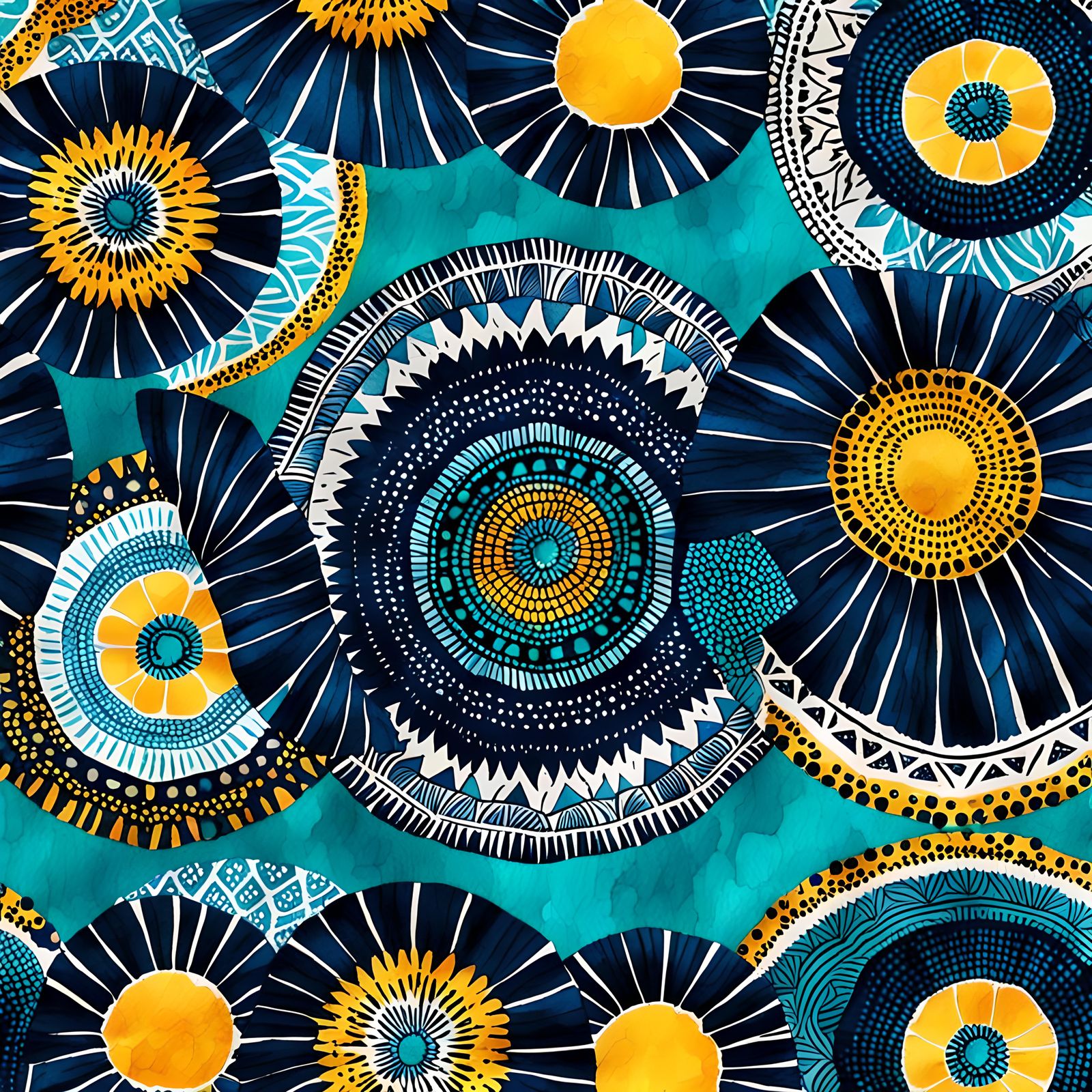 African Ankara Wax Print Fabric in Watercolor