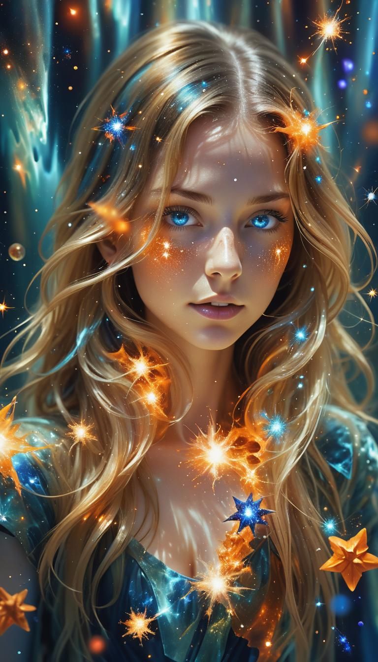 Vibrant Star Cluster Explosion in 3D Digital Art