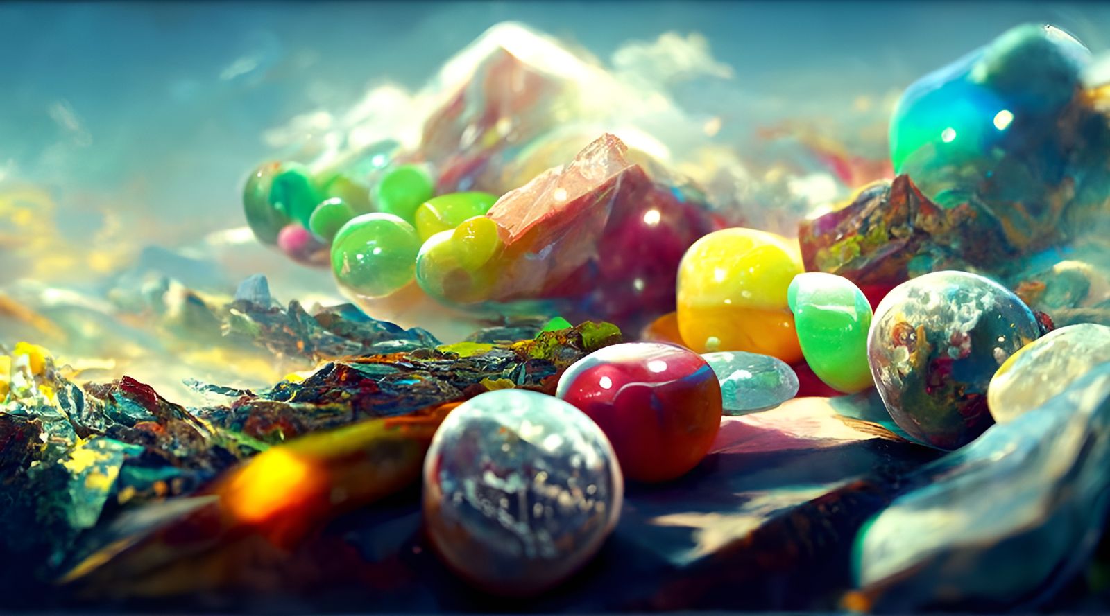 Candy Landscape in Hyperrealist Style