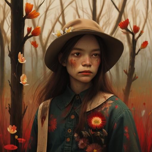 Blood Drop on White Swamp Flowers