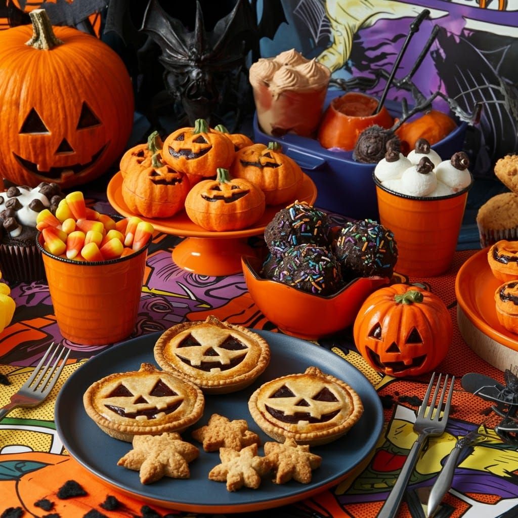Halloween Snacks in Comic Book Style