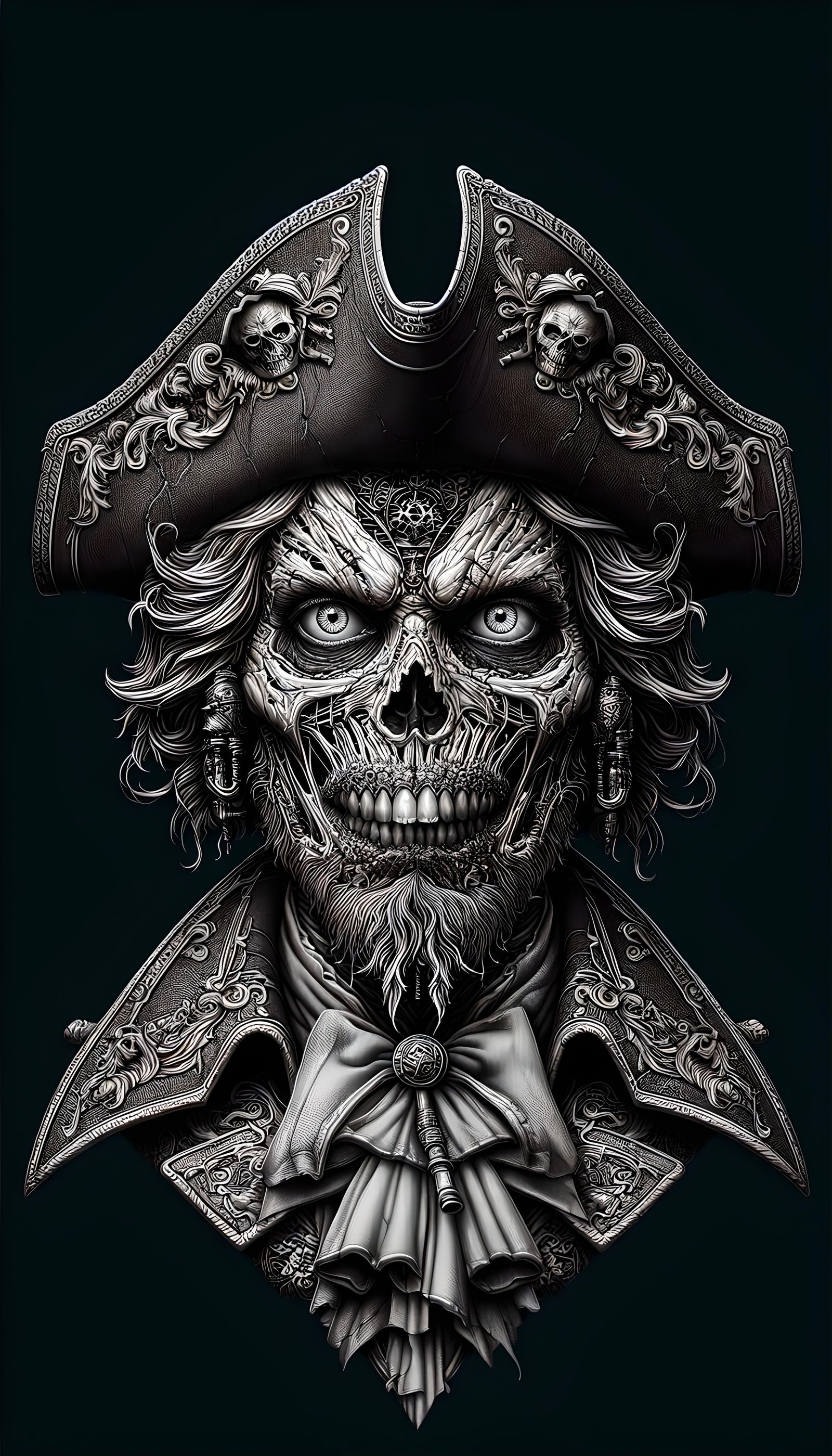Detailed Zombie Pirate Portrait in Baroque Gothic Style