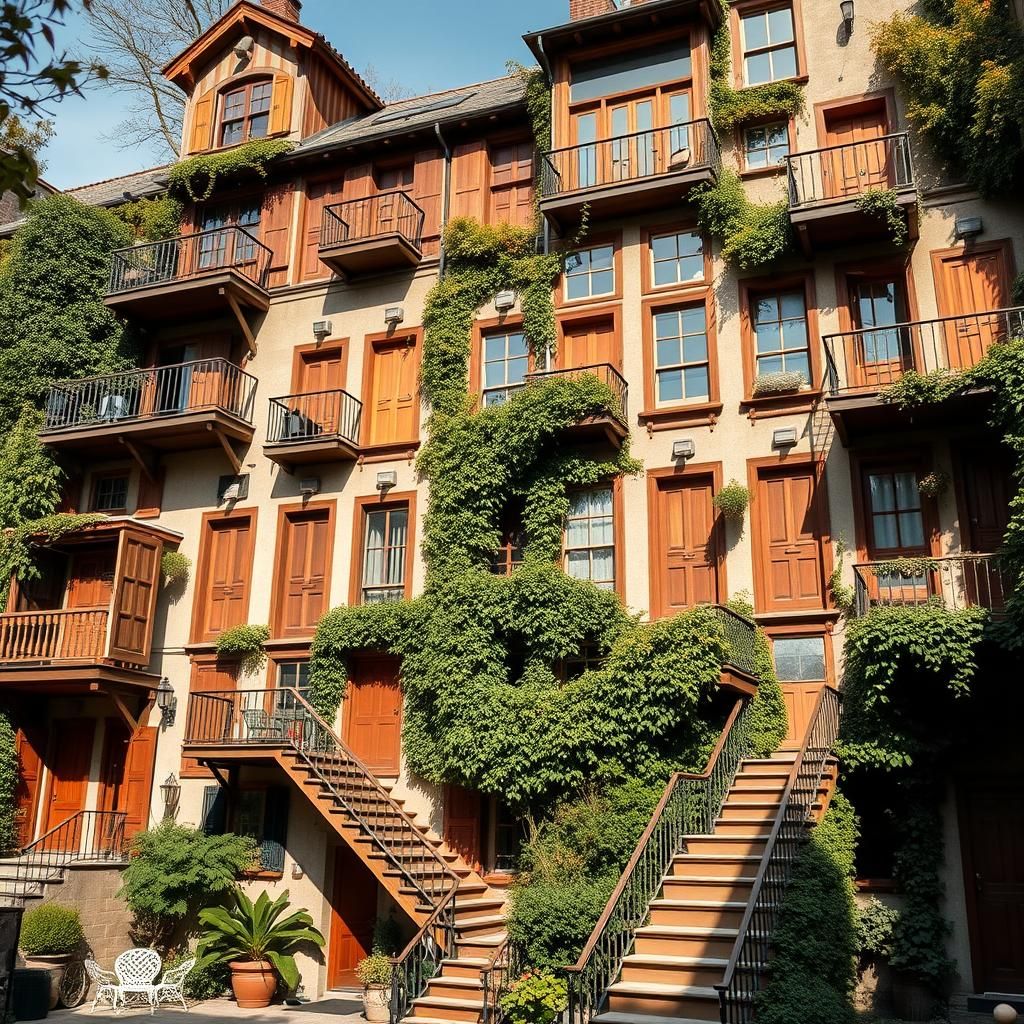 Eclectic Multistory House with Ivy and Oak Accents