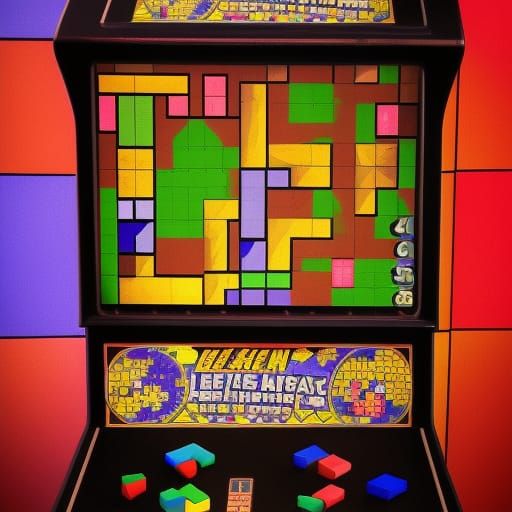 17th Century Tetris Arcade in Splash Art Style