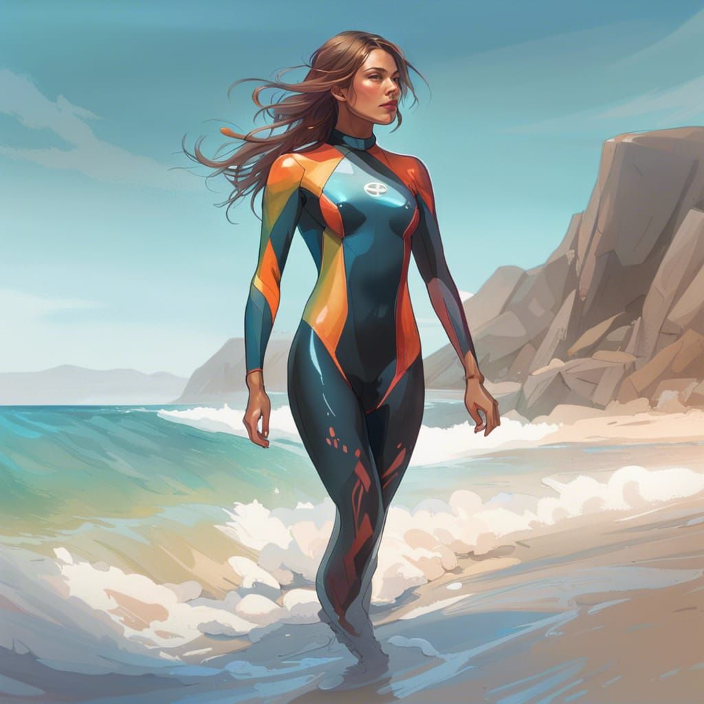 Hyperdetailed Portrait of Woman in Wetsuit