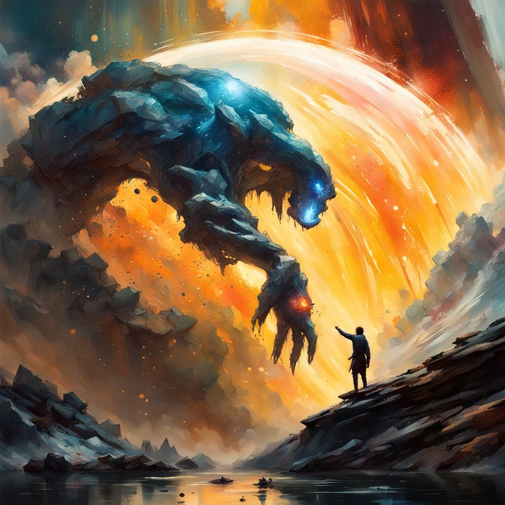 Cosmic Being Engulfs Reality in Hyperdetailed Concept Art