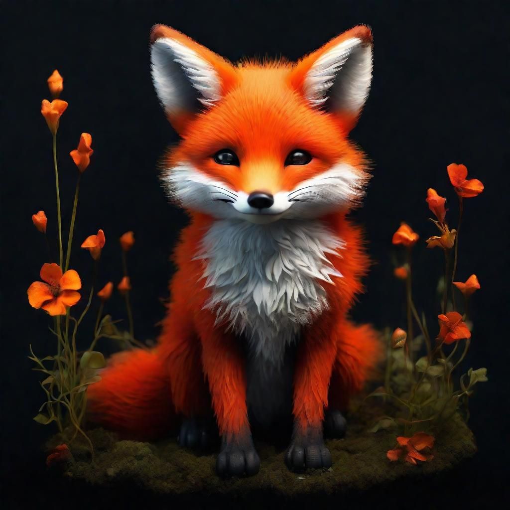 Bioluminescent Fox in Macabre Art Style