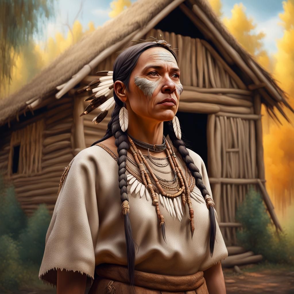 Native American Woman in Traditional Dress