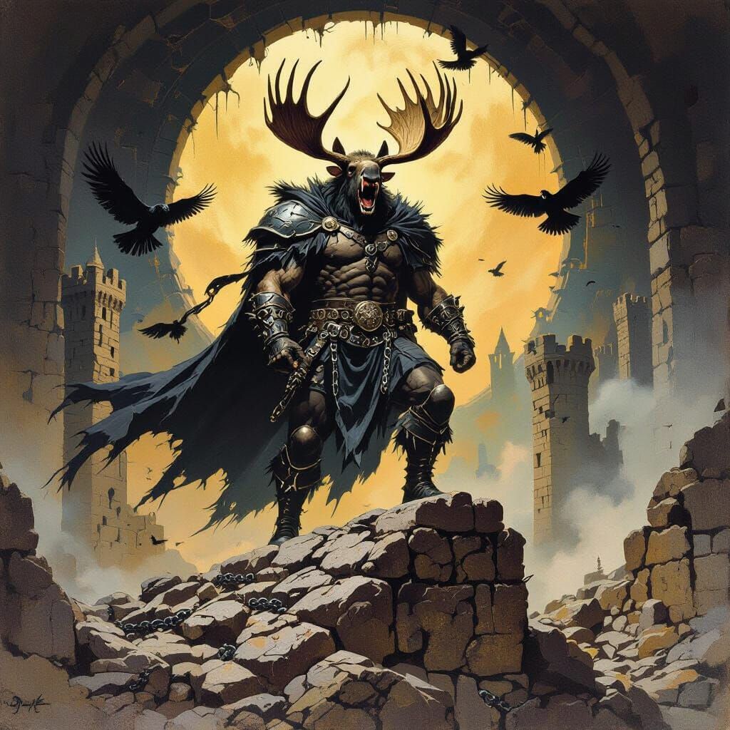 Giant Armored Moose in Castle Dungeon