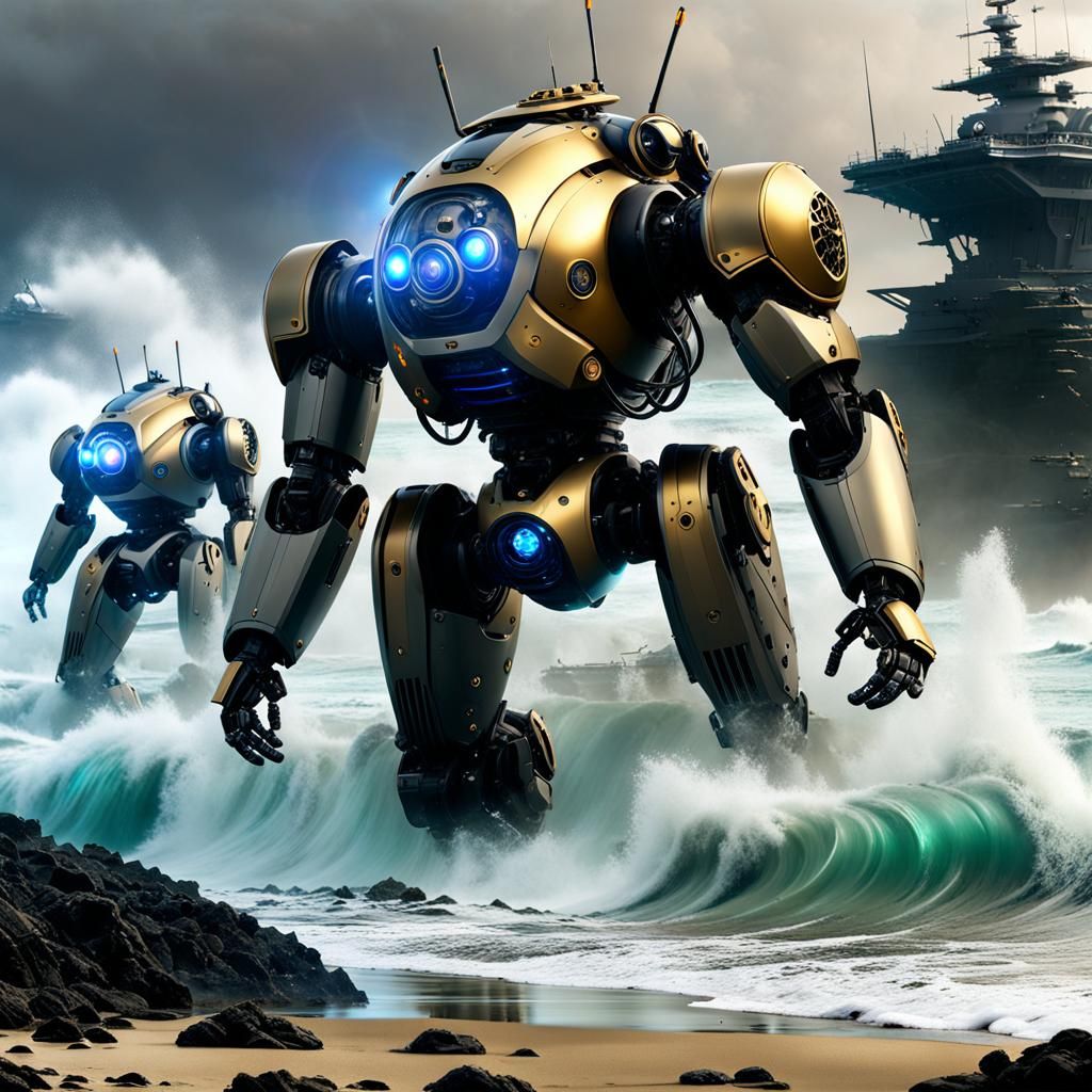 Giant Robot Emerges from Sea on Hawaiian Coast