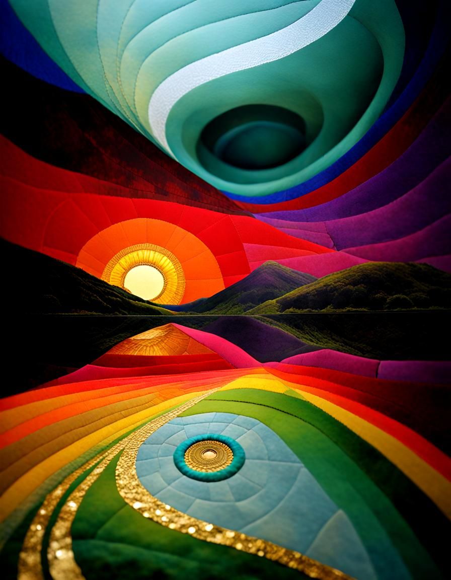 Intricate Spirograph Road with Gold Leaf Highlights