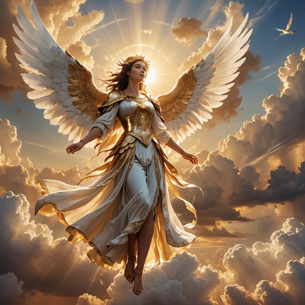 Celestial Guardian Angel in Golden Light