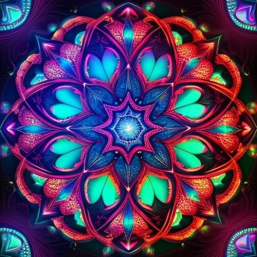 Kaleidoscopic Heart in Abstract Fractal Design