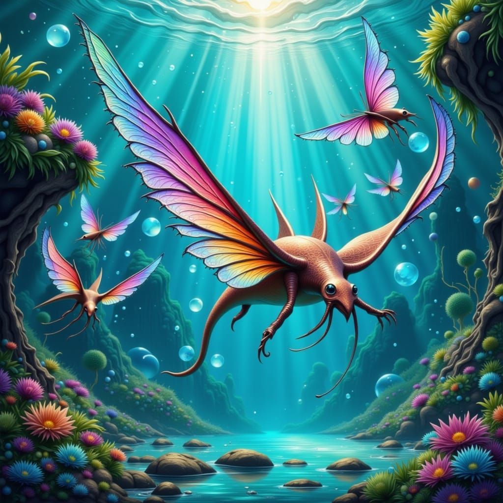 Mystical Crystal Skimmers Soar Above Turquoise Waters