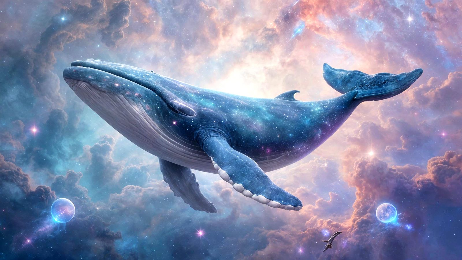 Giant Space Whale Drifts Through Pastel Nebula