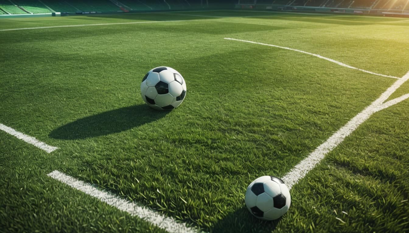 Soccer Ball on Green Field in Stadium: Digital Art
