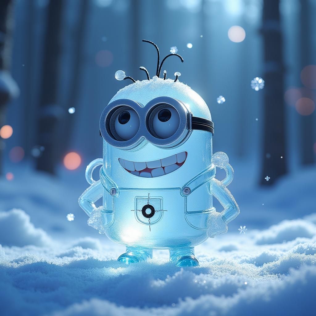 Grinning Minion Ice Sculpture in Dreamworld: Digital Art
