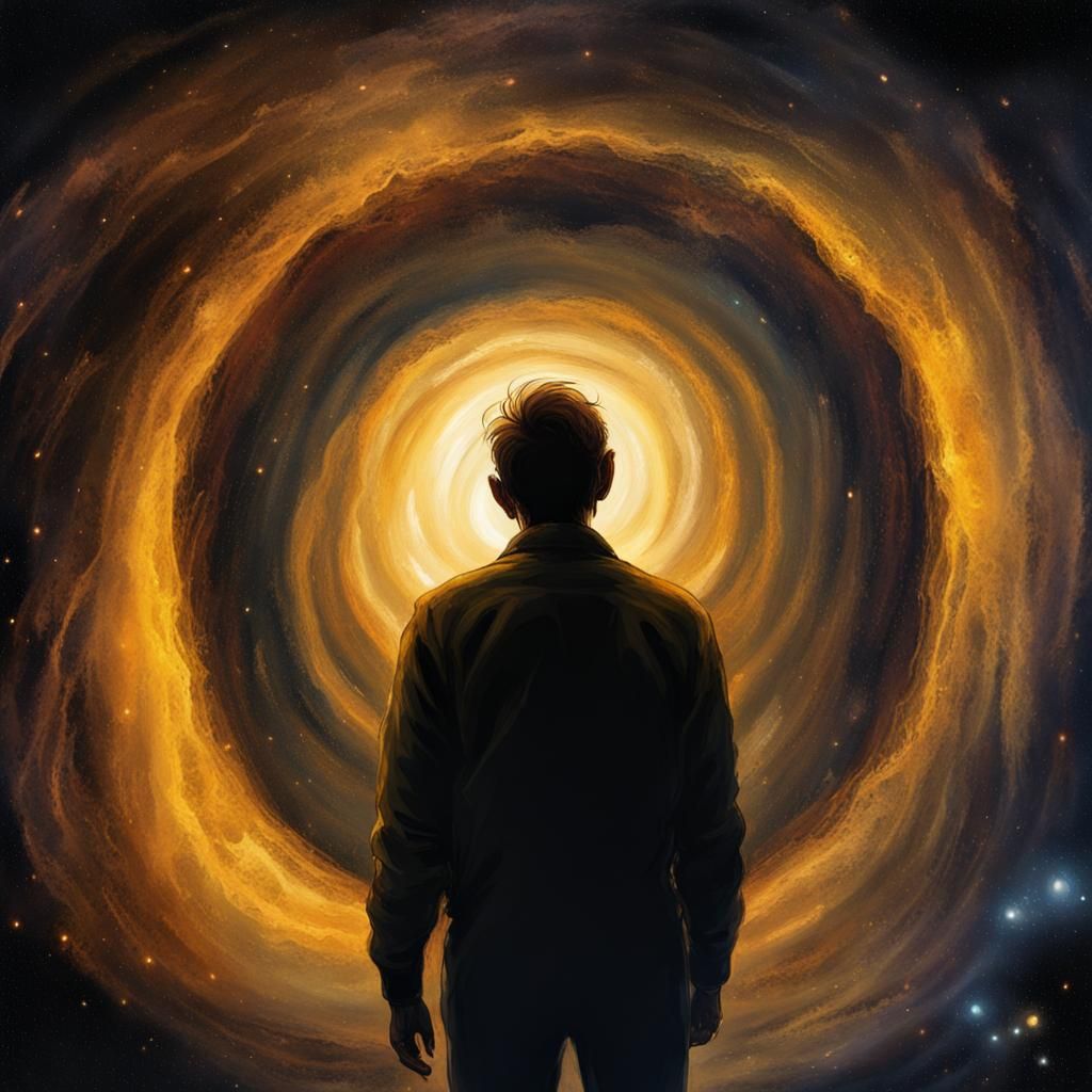 Man in Black Hole: Cosmic Digital Art