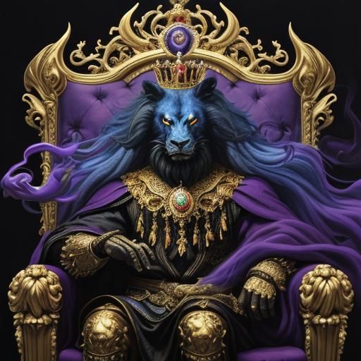 Majestic Monster King in Surrealist Oil Painting