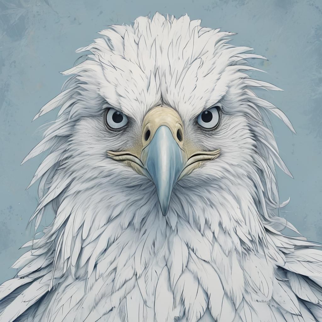 Humorous Hawk Portrait in Hand-Drawn Comic Style