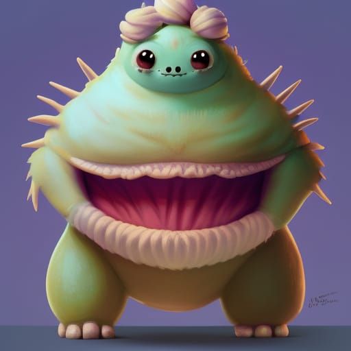 Adorable Cuddle Monster in Fantasy Digital Painting