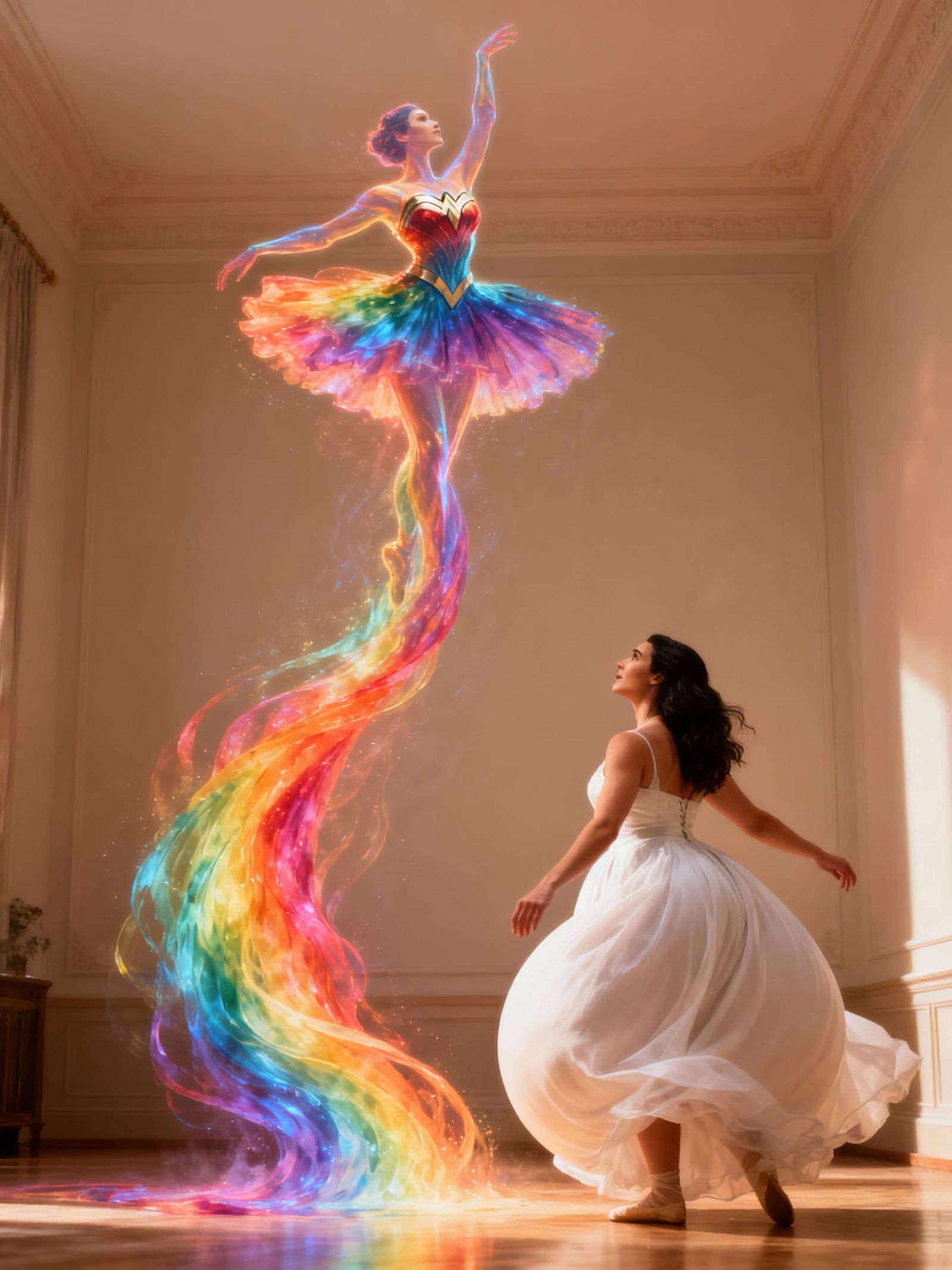 Ballerina Formed by Rainbow Liquids