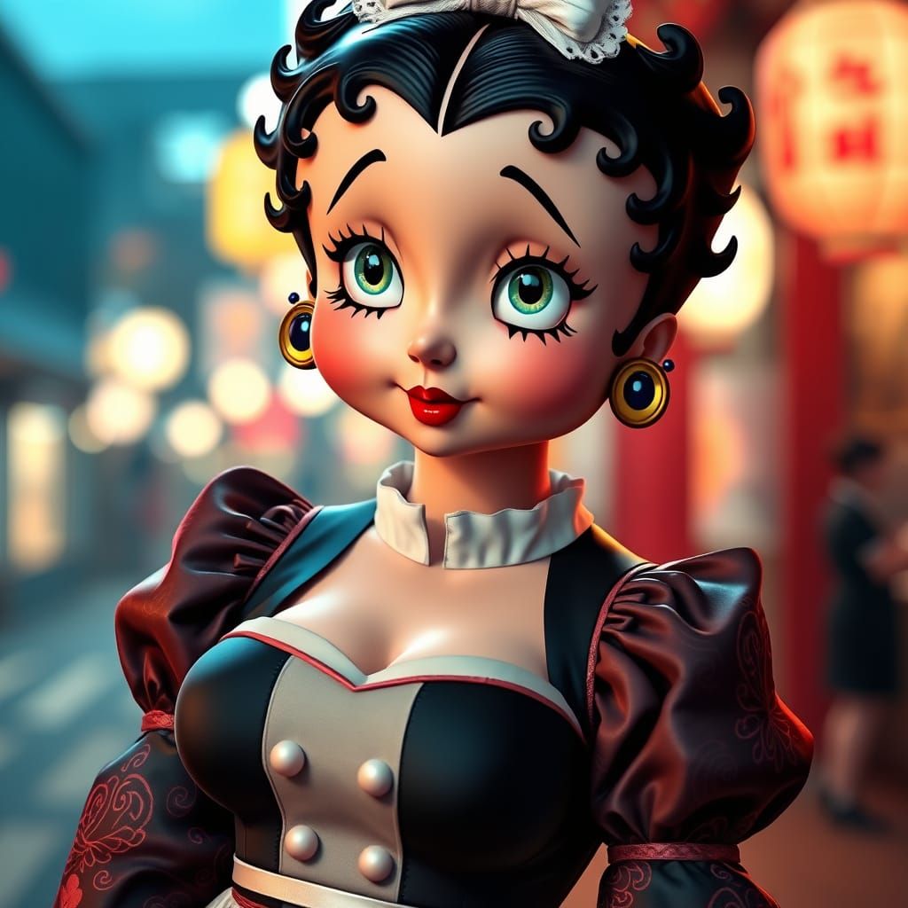 Hyper-Realistic Japanese Maid Girl in Vibrant Colors