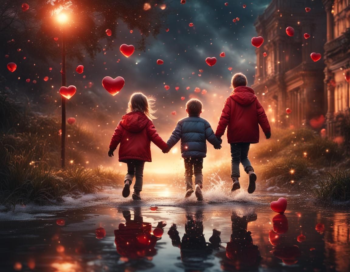 Heart Star Illuminates Children's Puddle Jump