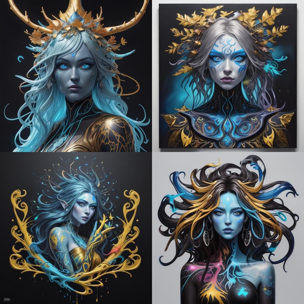 Bioluminescent Santa Tree with Woman's Face: Fantasy Express...