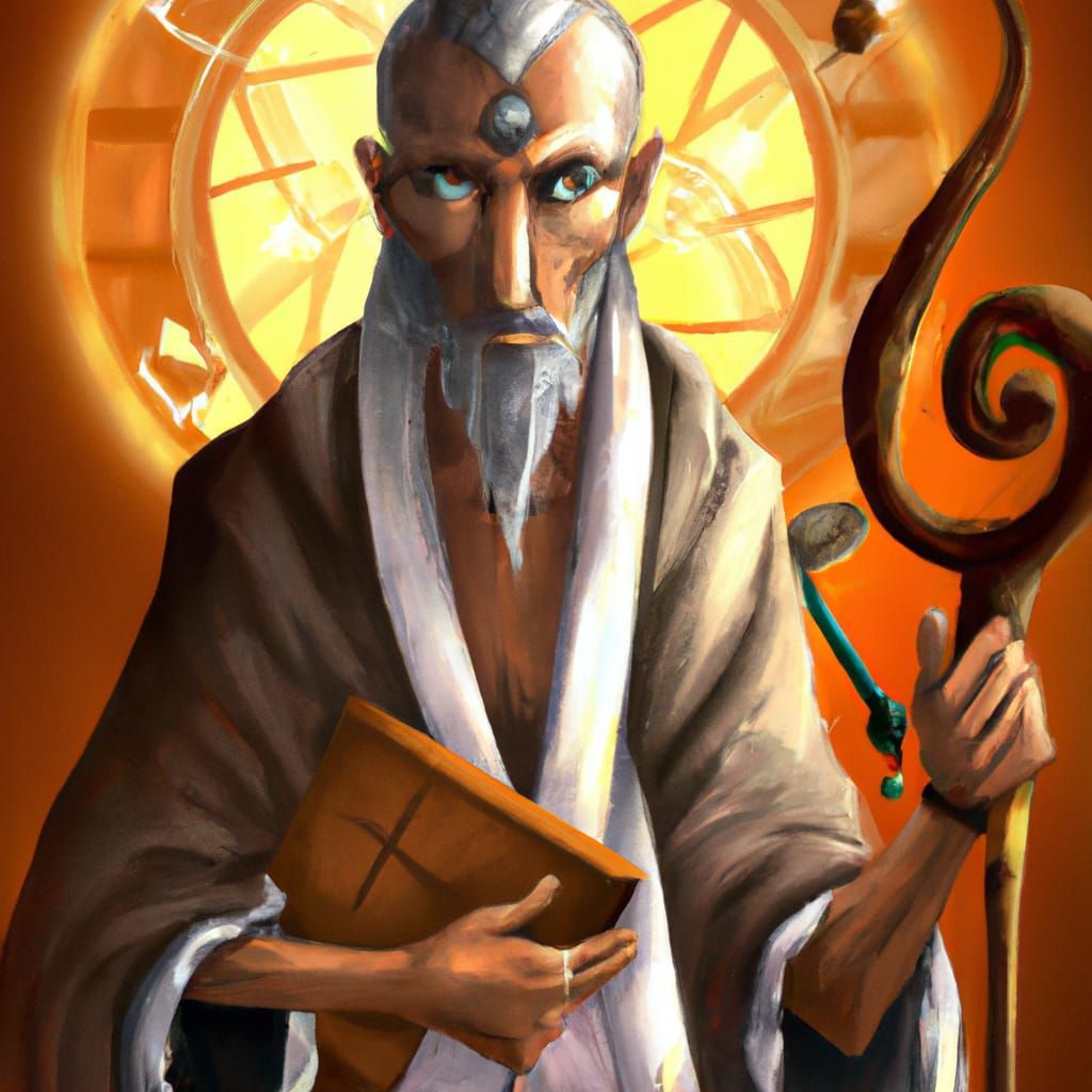 Hippocrates with Caduceus in Aetherpunk Digital Art