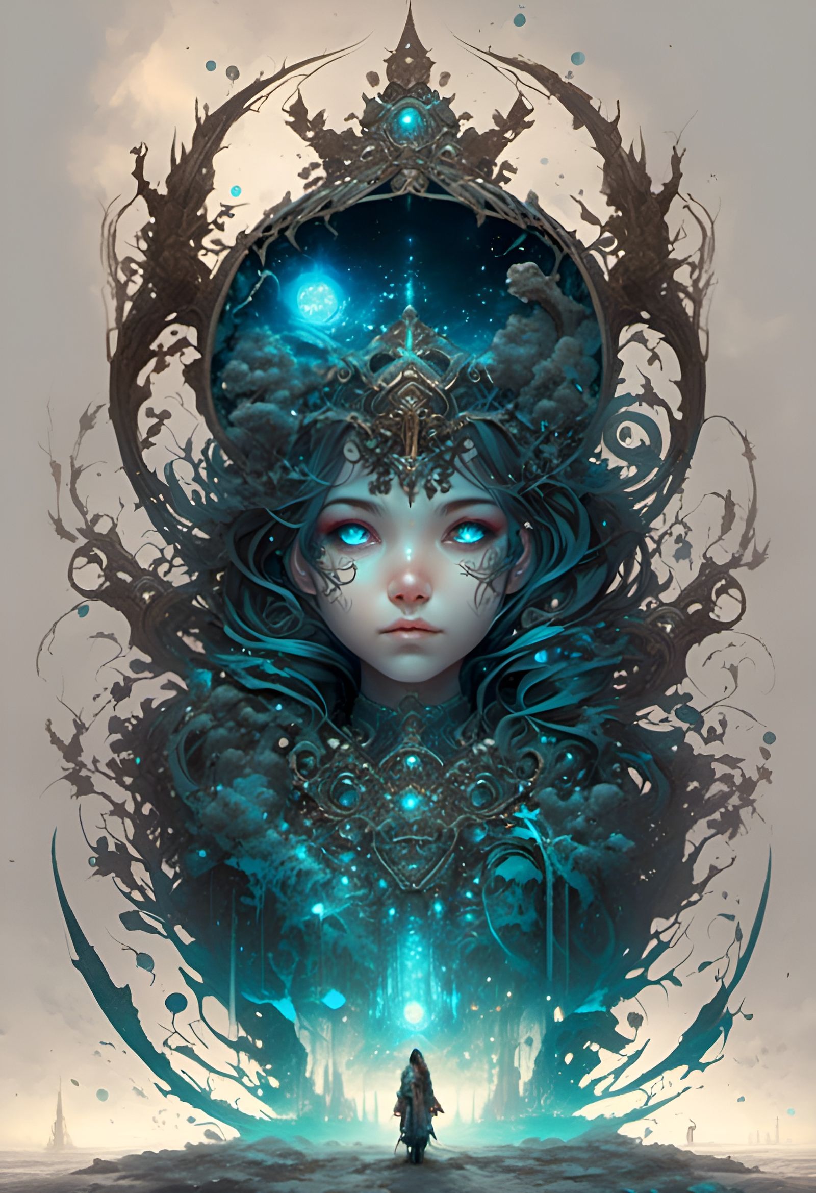 Fantasy Portal with Cute Girl in Manhwa Style