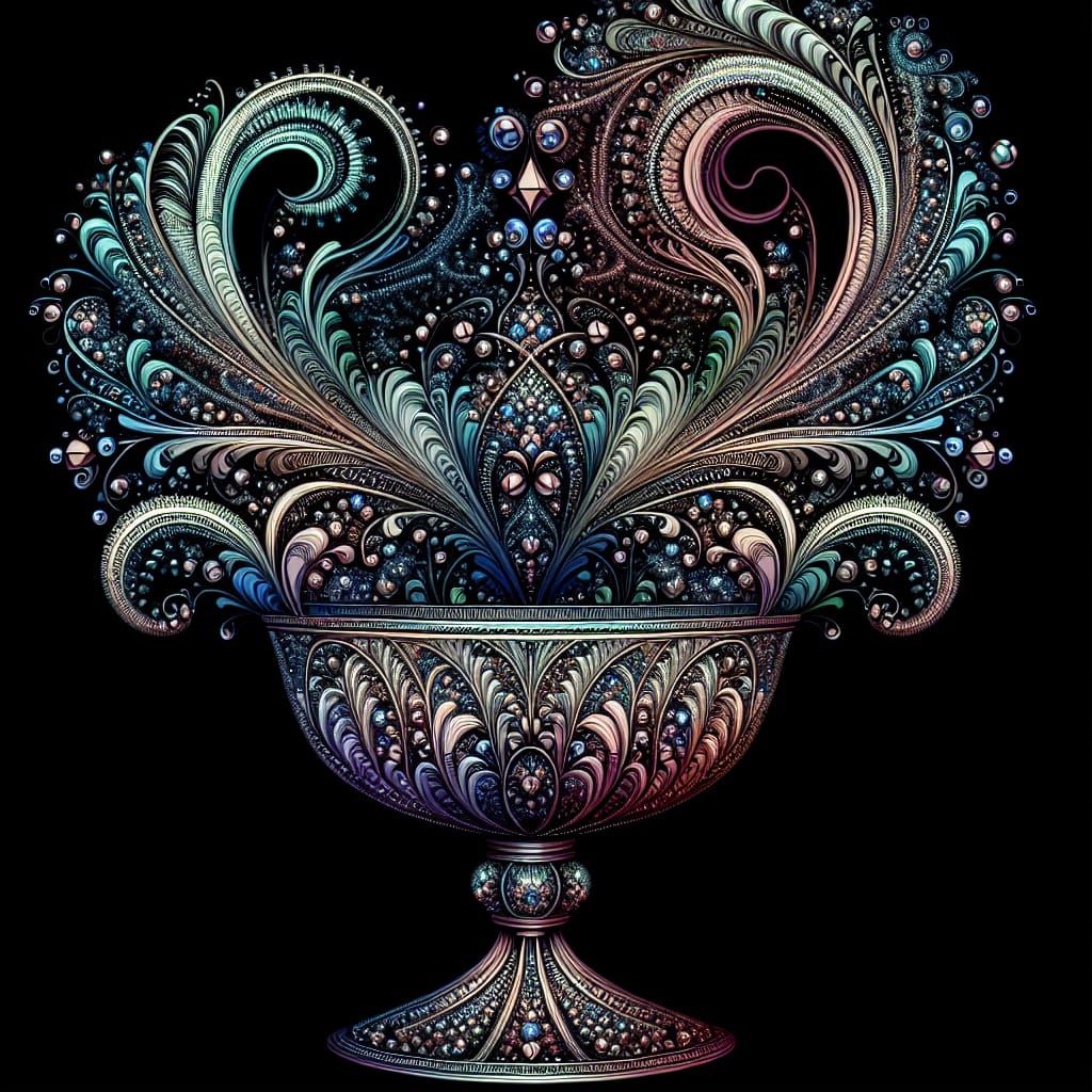 Iridescent Fractal Glassware in Art Nouveau Style