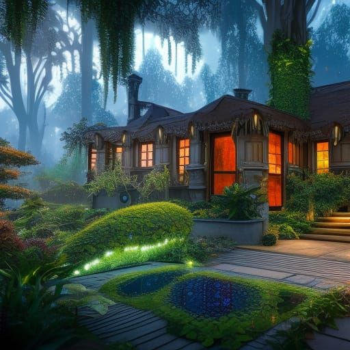 Bungalow with Wintergarden: Detailed Matte Painting